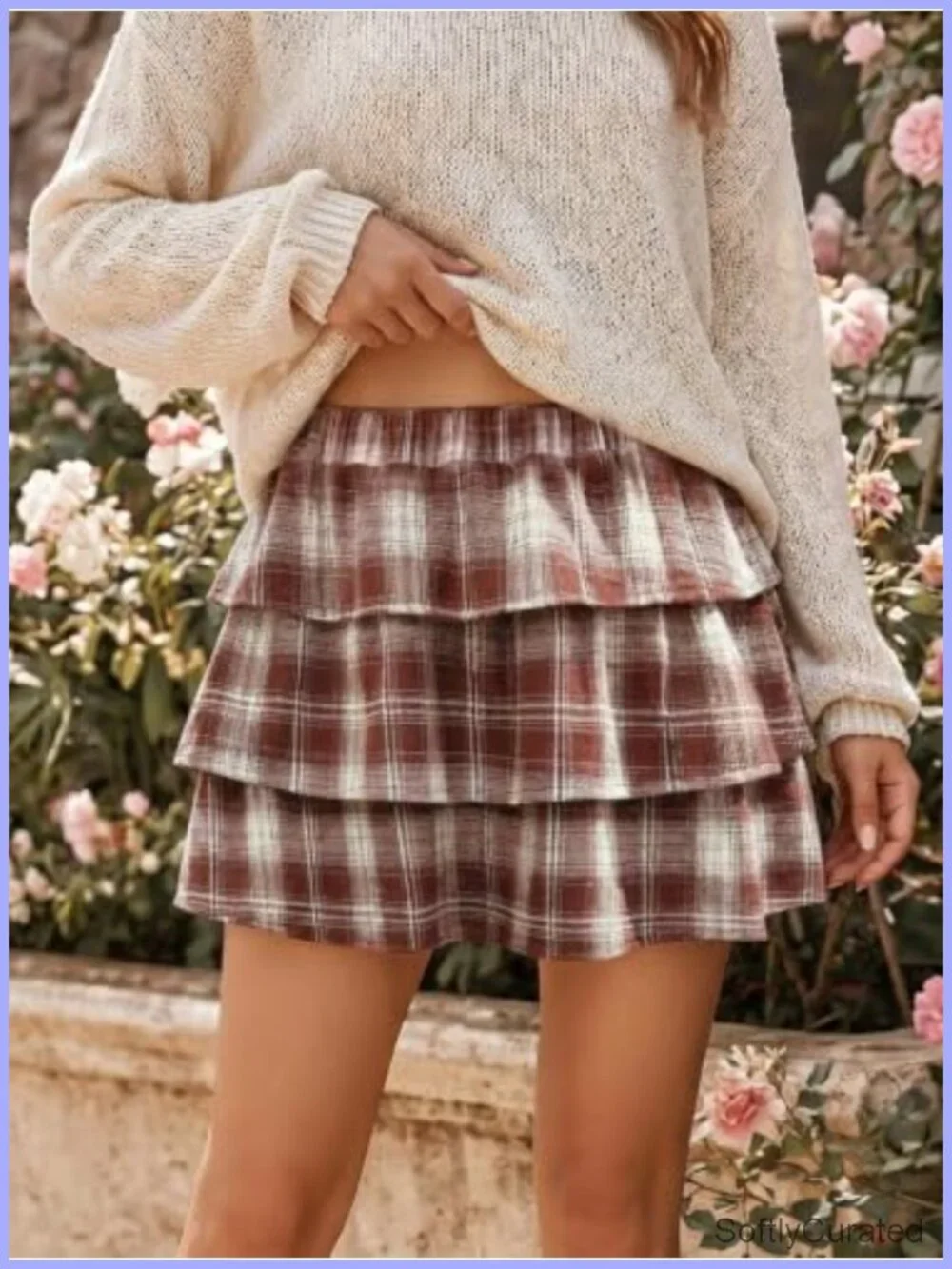 Plaid Ruffle Tiered Skort Mini Skirt with Shorts Underneath